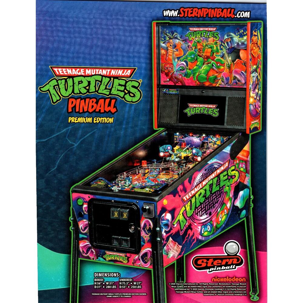 Stern Teenage Mutant Ninja Turtles Premium Edition Pinball Machine FLYER Art